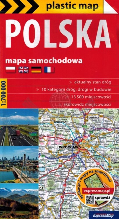 Polska 1:700 000. Foliowana mapa samochodowa wydawnictwa ExpressMap. Okładka