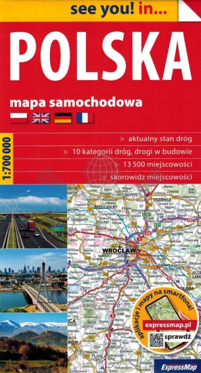Polska 1:700 000. Mapa samochodowa wydawnictwa ExpressMap. Okładka
