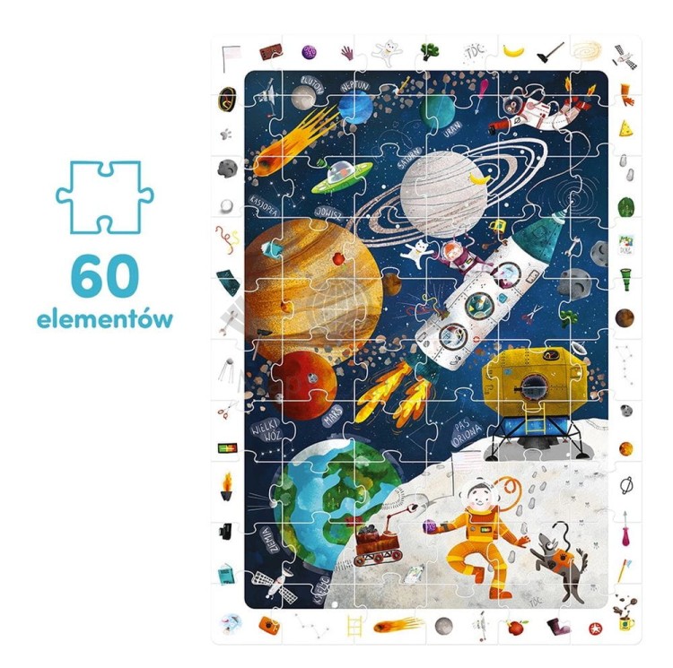 Kosmos. Puzzle obserwacyjne 60 elementów wydawnictwa Czuczu. Ułożone puzzle