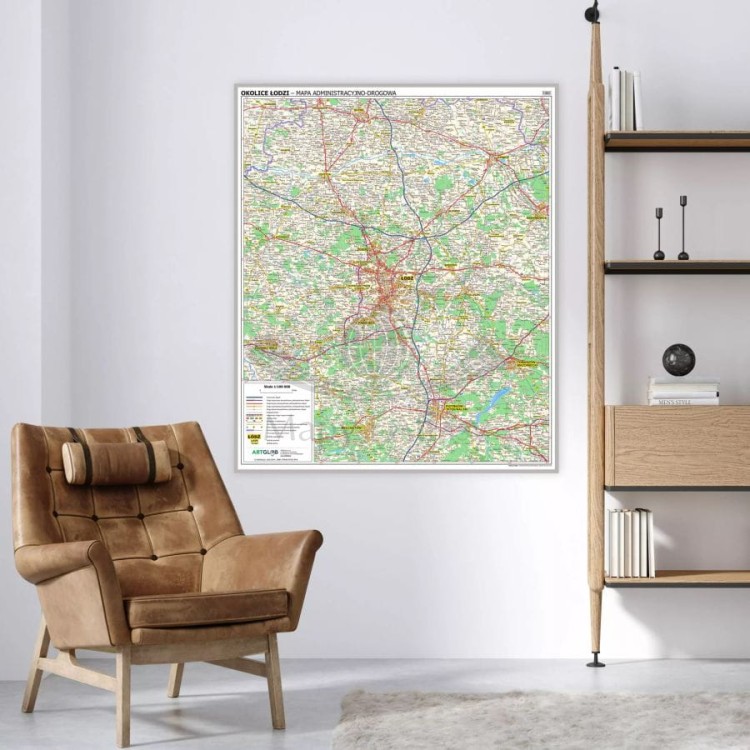 Okolice Łodzi 1:100 000. Mapa administracyjno-drogowa. Wersja magnetyczna. Przykład aranżacji