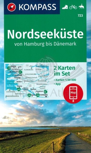 Nordseekuste. Zestaw dwóch map turystycznych 723 wydawnictwa Kompass. Okładka zestawu