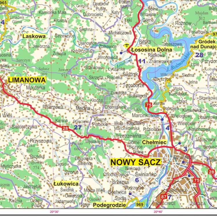 Okolice Krakowa 1:100 000. Mapa administracyjno-drogowa. Wersja magnetyczna. Fragment 3