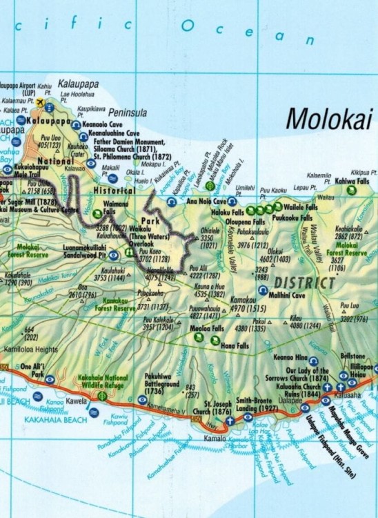 Hawaje 1:400 000. Laminowana mapa samochodowo-turystyczna / Plan miasta wydawnictwa Borch. Fragment 1