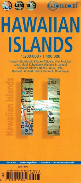 Hawaje 1:400 000. Laminowana mapa samochodowo-turystyczna / Plan miasta wydawnictwa Borch. Okładka