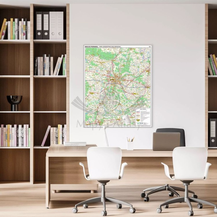 Okolice Poznania 1:100 000. Mapa administracyjno-drogowa. Wersja do wpinania. Przykład aranżacji