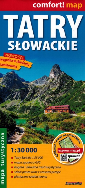Tatry Słowackie 1:30 000. Laminowana mapa turystyczna wydawnictwa ExpressMap. Okładka