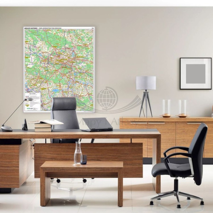 Okolice Katowic 1:100 000. Mapa administracyjno-drogowa. Wersja magnetyczna. Przykład aranżacji