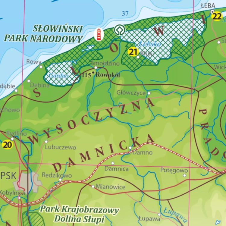 Wybrzeże Bałtyku 1:400 000. Mapa ścienna turystyczna. Fragment 3