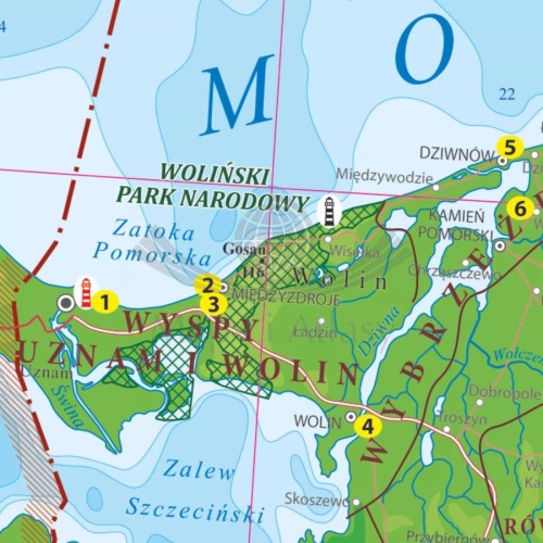 Wybrzeże Bałtyku 1:400 000. Mapa turystyczna. Wersja do wpinania. Fragment 1