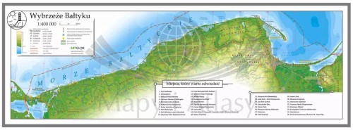 Wybrzeże Bałtyku 1:400 000. Mapa turystyczna. Wersja do wpinania