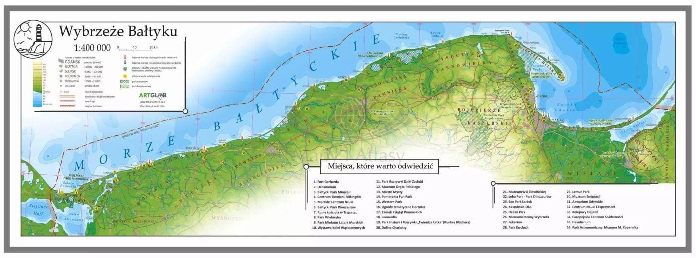 Wybrzeże Bałtyku 1:400 000. Mapa turystyczna. Wersja magnetyczna