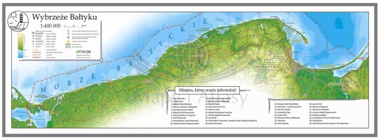 Wybrzeże Bałtyku 1:400 000. Mapa turystyczna. Wersja magnetyczna