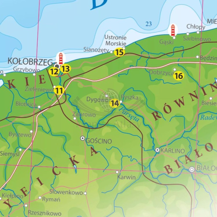 Wybrzeże Bałtyku 1:400 000. Mapa turystyczna. Wersja magnetyczna. Fragment 2