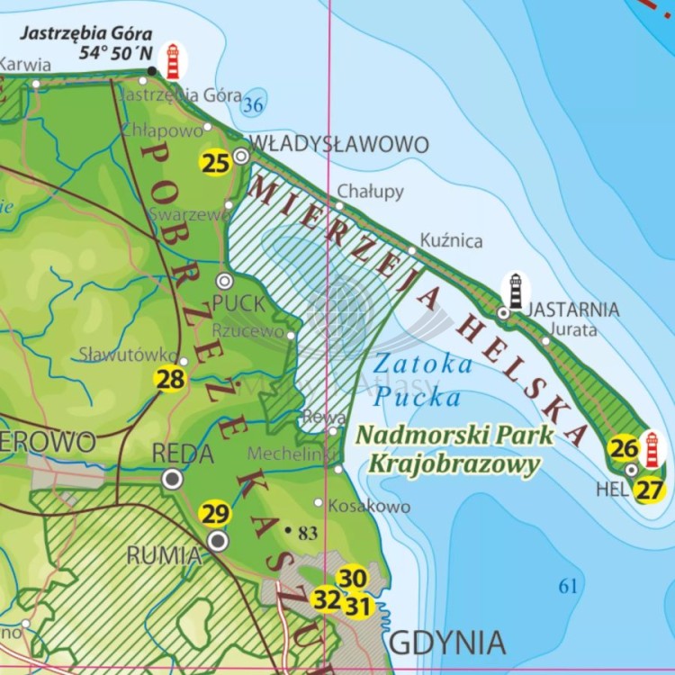 Wybrzeże Bałtyku 1:400 000. Mapa turystyczna. Wersja magnetyczna. Fragment 4