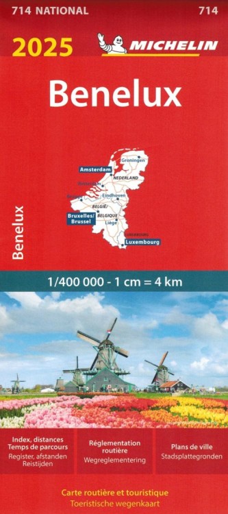 Beneluks 1:400 000. Belgia, Holandia, Luksemburg. Mapa samochodowa 714 wydawnictwa Michelin. Okładka