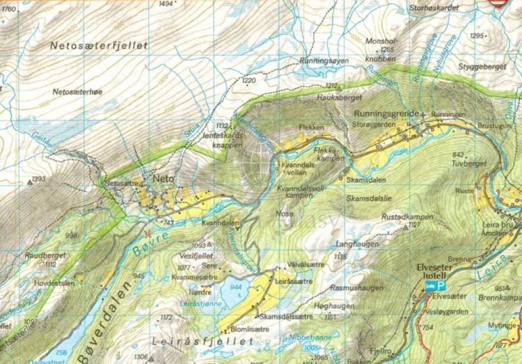 Jotunheimen 1:50 000. Wodoodporna mapa turystyczna wydawnictwa Calazo. Fragment 1