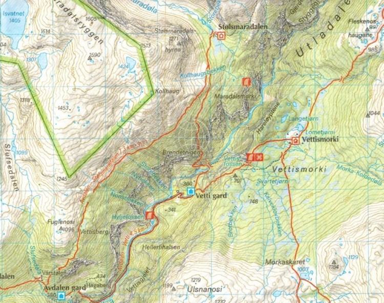 Jotunheimen 1:50 000. Wodoodporna mapa turystyczna wydawnictwa Calazo. Fragment 2