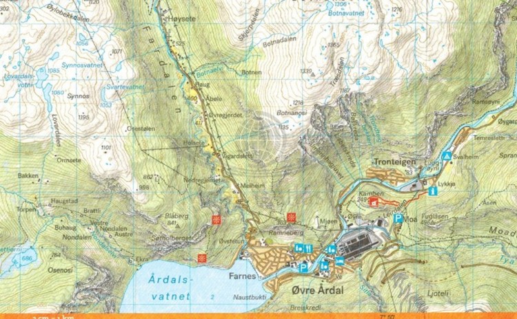 Jotunheimen 1:50 000. Wodoodporna mapa turystyczna wydawnictwa Calazo. Fragment 3