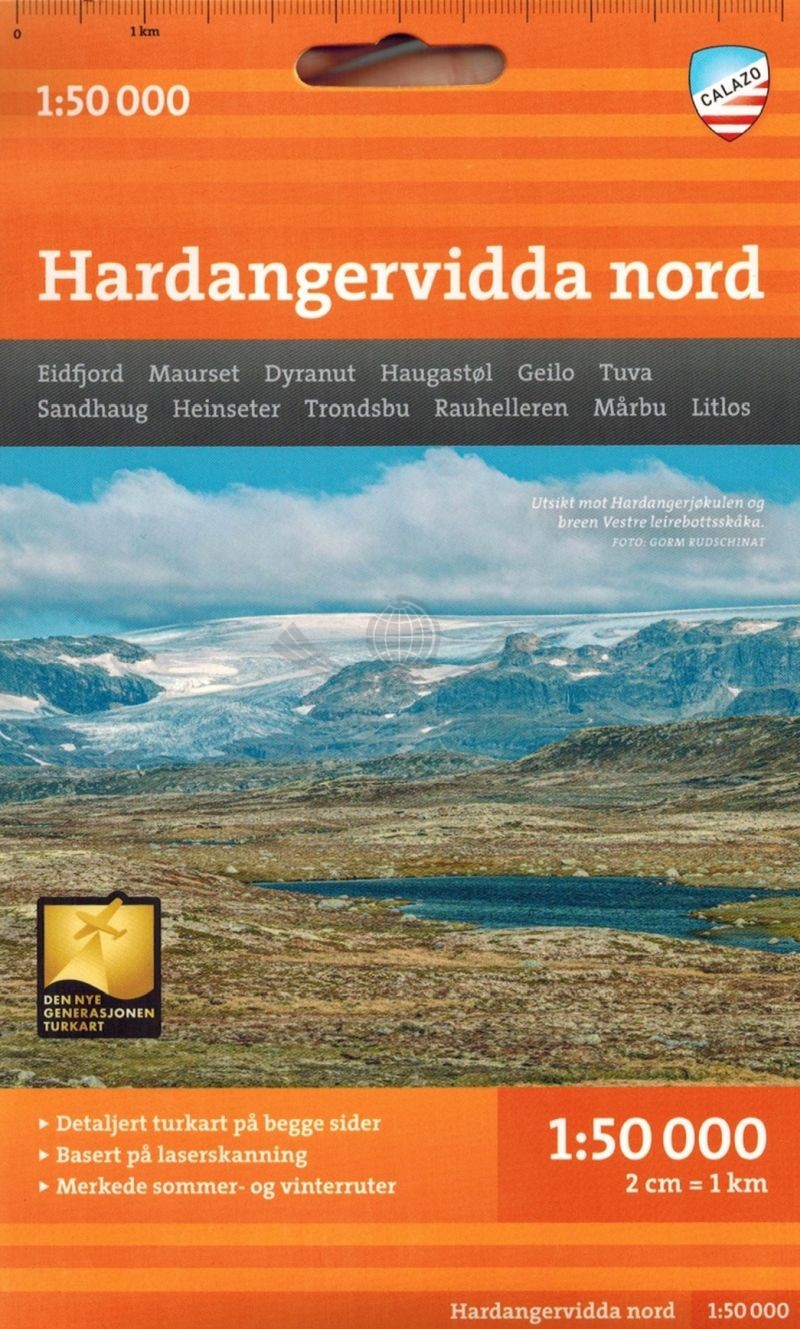 Hardangervidda, część północna 1:50 000. Wodoodporna mapa turystyczna. Calazo