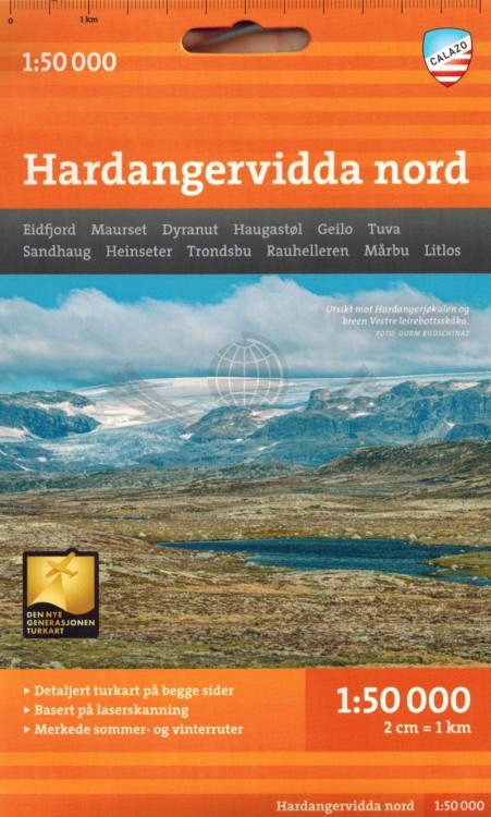 Hardangervidda, część północna 1:50 000. Wodoodporna mapa turystyczna wydawnictwa Calazo. Okładka