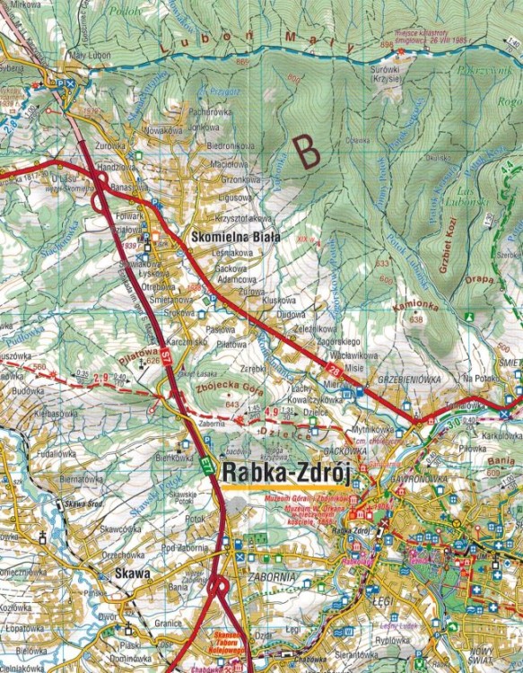 Beskid Wyspowy i Pogórze Wiśnickie 1:50 000. Laminowana mapa turystyczna wydawnictwa Compass. Fragment 1