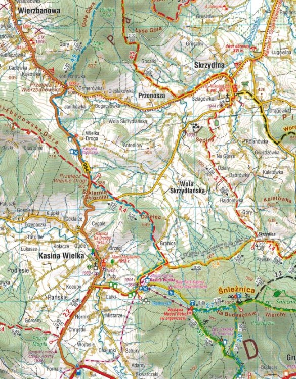 Beskid Wyspowy i Pogórze Wiśnickie 1:50 000. Laminowana mapa turystyczna wydawnictwa Compass. Fragment 2