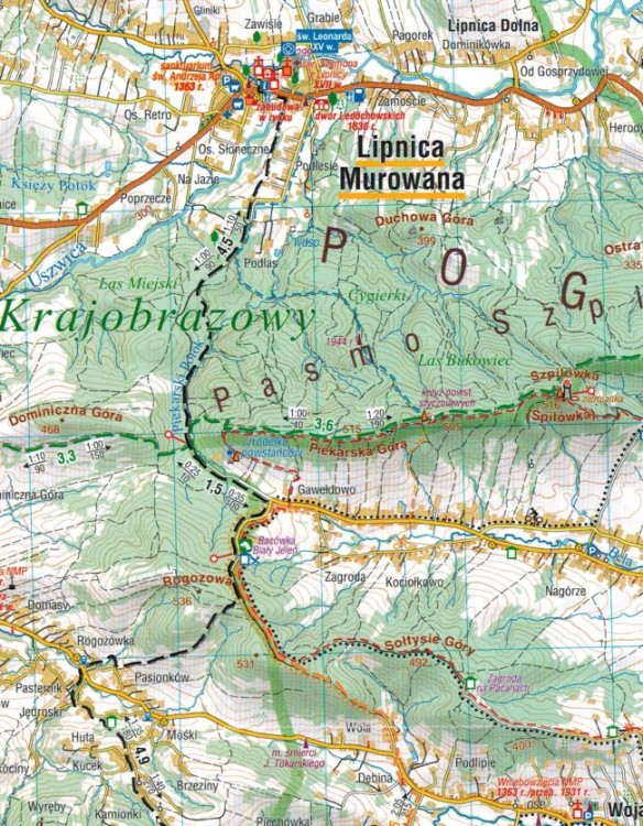 Beskid Wyspowy i Pogórze Wiśnickie 1:50 000. Laminowana mapa turystyczna wydawnictwa Compass. Fragment 3