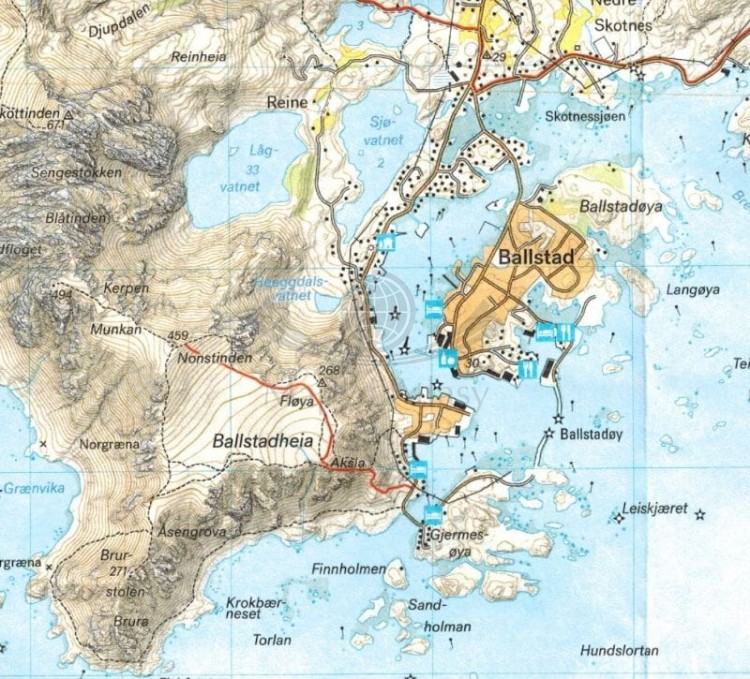 Lofoty: Moskenesoya i Flakstadoya 1:30 000. Wodoodporna mapa turystyczna wydawnictwa Calazo. Fragment 1