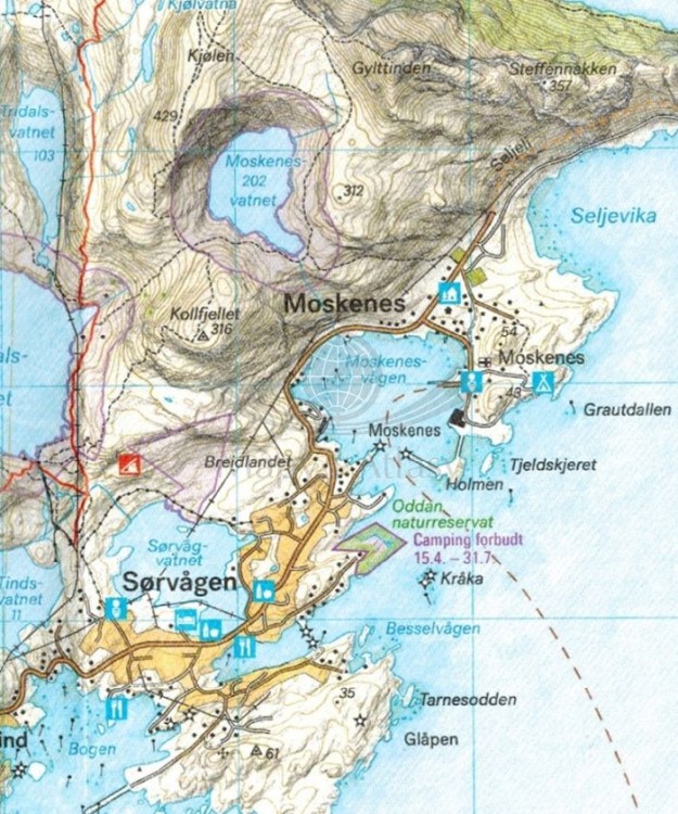 Lofoty: Moskenesoya i Flakstadoya 1:30 000. Wodoodporna mapa turystyczna wydawnictwa Calazo. Fragment 3