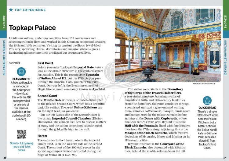 Stambuł / Istanbul. Przewodnik Pocket z mapą wydawnictwa Lonely Planet. Przykładowe strony 6