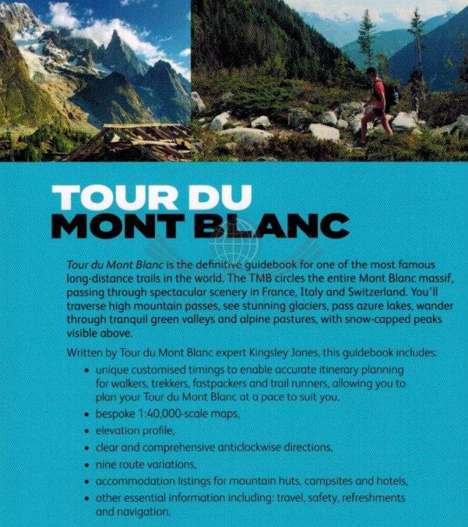 Tour du Mont Blanc. Przewodnik autorstwa Kingsley Jones. Okładka - tył