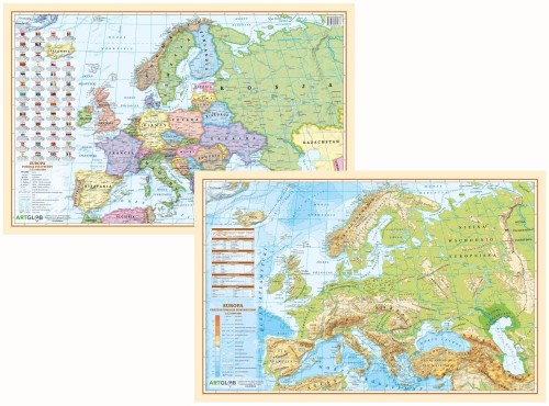 Europa. Mapa fizyczna i polityczna. Podkładka na biurko wydawnictwa ArtGlob.