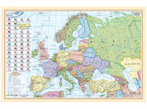 Europa. Mapa fizyczna i polityczna. Podkładka na biurko wydawnictwa ArtGlob. Okładka 1