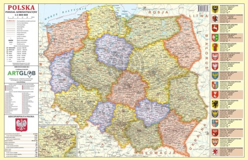 Polska. Mapa fizyczna i administracyjna. Podkładka na biurko. Okładka 1