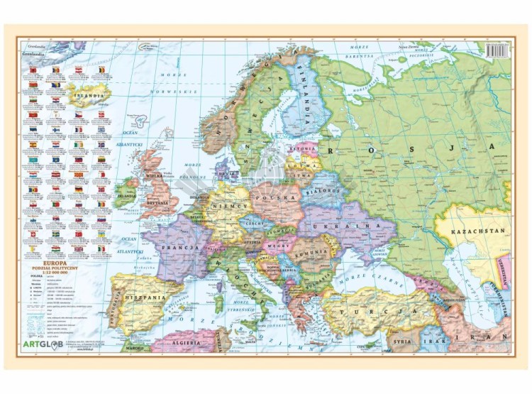 Europa. Mapa fizyczna i polityczna. Podkładka na biurko. Okładka 1