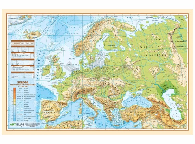 Europa. Mapa fizyczna i polityczna. Podkładka na biurko. Okładka 2