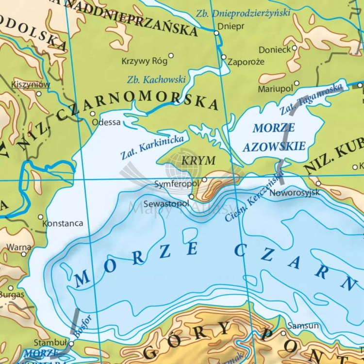Europa. Mapa fizyczna i polityczna. Podkładka na biurko. Fragment 2