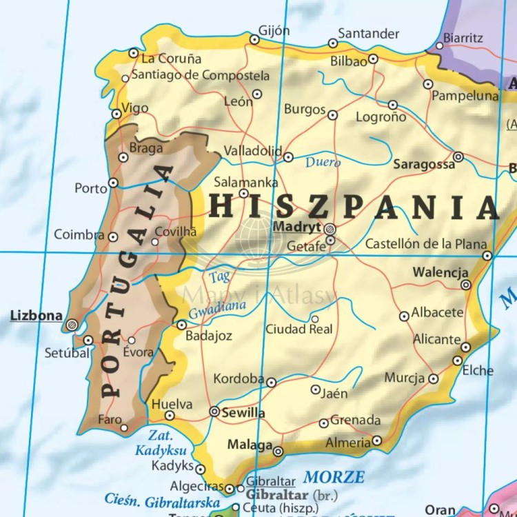Europa. Mapa fizyczna i polityczna. Podkładka na biurko. Fragment 3