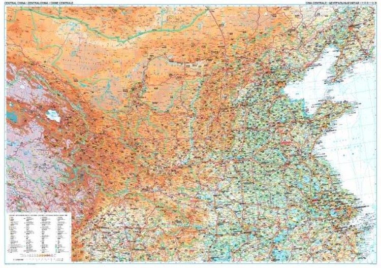 Chiny środkowe 1:2 000 000. Mapa samochodowo-turystyczna /2/ wydawnictwa Gizi Map. Rozłożona mapa