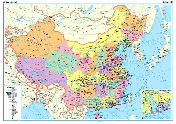 Chiny 1:6 500 000. Mapa samochodowa wydawnictwa Gizi Map. Rozłożona mapa