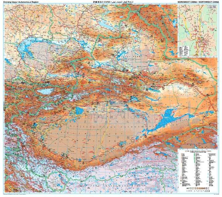 Chiny północno-zachodnie 1:2 000 000. Mapa samochodowo-turystyczna /4/ wydawnictwa Gizi Map. Rozłożona mapa