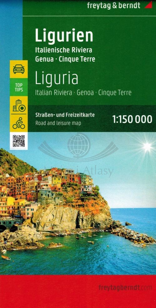 Liguria, Riwiera Włoska, Genua, Cinque Terre. Mapa samochodowo-turystyczna. Freytag & Berndt