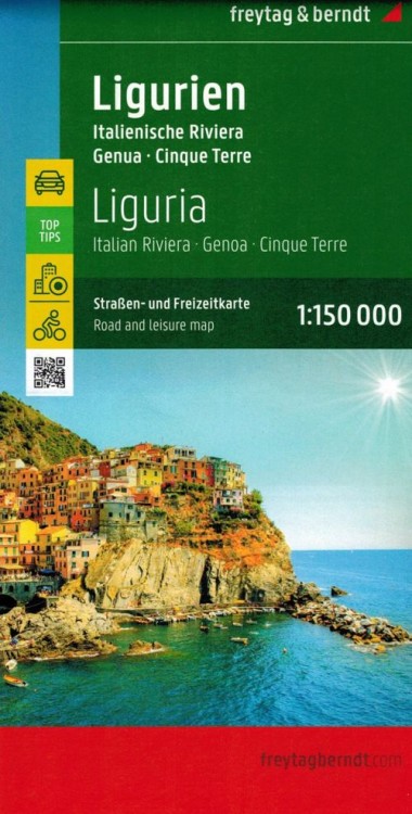 Liguria, Riwiera Włoska, Genua, Cinque Terre. Mapa samochodowo-turystyczna wydawnictwa Freytag & Berndt. Okładka