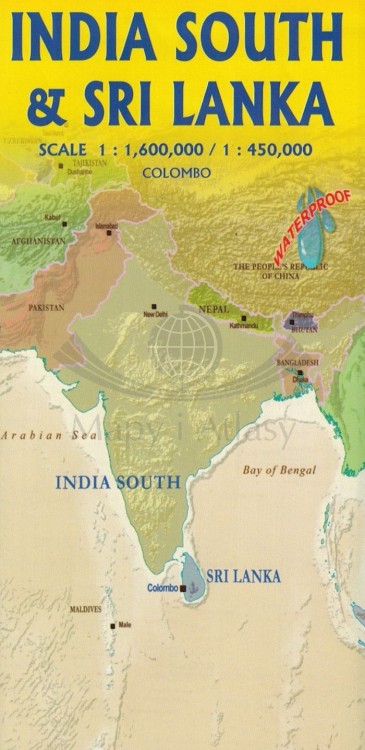 Sri Lanka i Indie południowe. Wodoodporna mapa samochodowo-turystyczna wydawnictwa ITMB. Zasięg