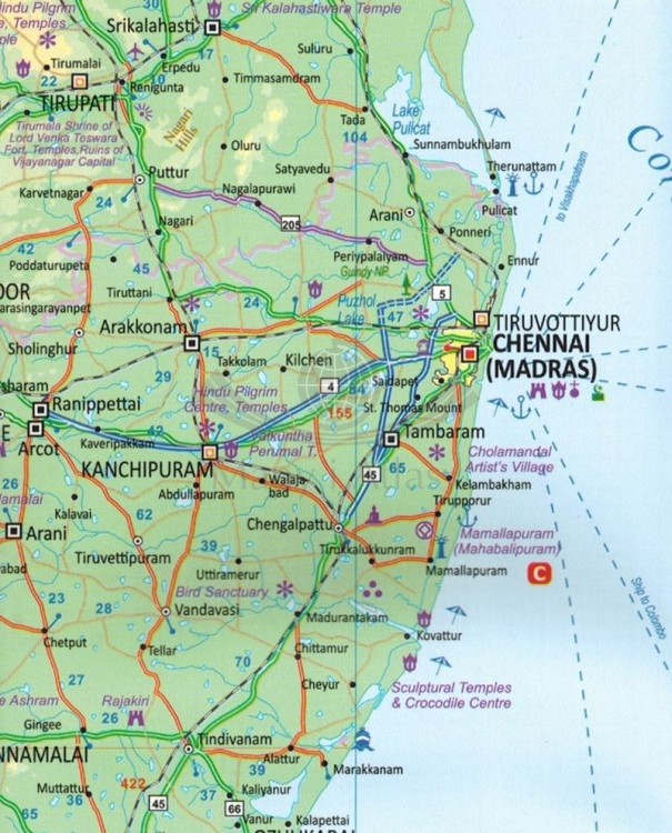 Sri Lanka i Indie południowe. Wodoodporna mapa samochodowo-turystyczna wydawnictwa ITMB. Fragment 2
