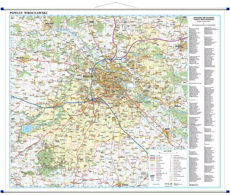 Powiat wrocławski 1:50 000. Mapa ścienna