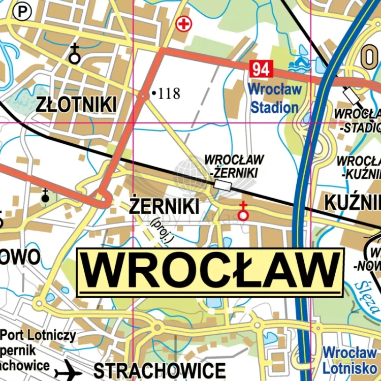 Powiat wrocławski 1:50 000. Mapa ścienna. Fragment 1