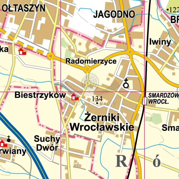Powiat wrocławski 1:50 000. Mapa ścienna. Fragment 2