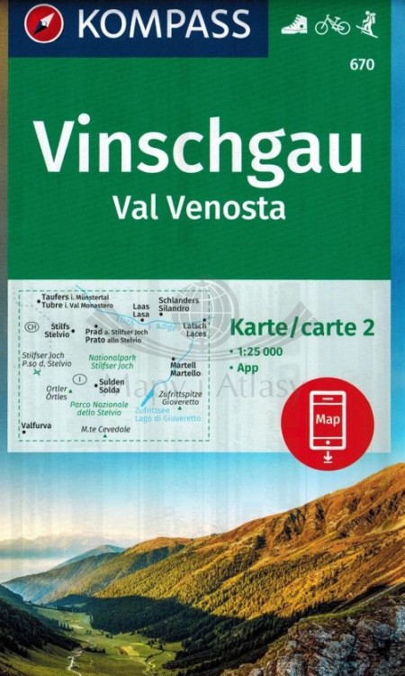 Vinschgau Val Venosta. Zestaw trzech map turystycznych wydawnictwa Kompass. Mapa 2 - okładka