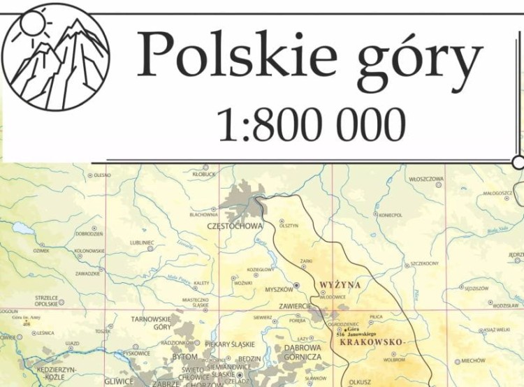 Polskie Góry 1:800 000. Sudety, Beskidy, Tatry. Mapa w ramie drewnianej wydawnictwa ArtGlob. Fragment 4